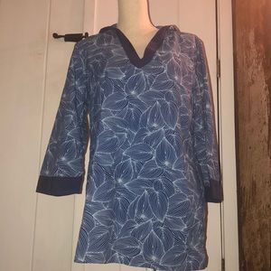 LL Bean Misses Medium Hooded Tunic Swim Coverup